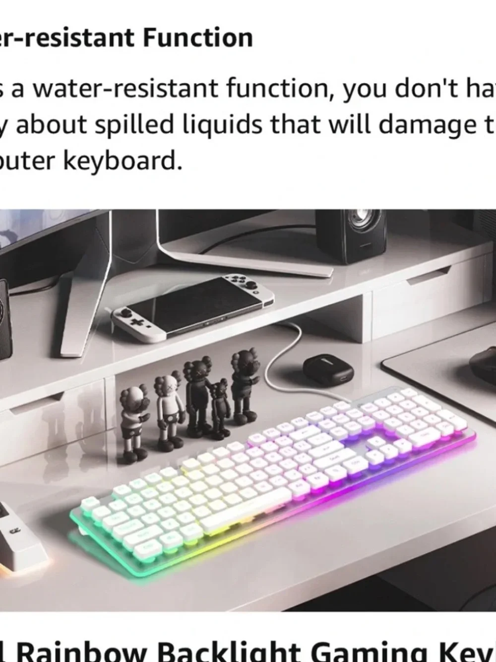 LANGTU Membrane Gaming Keyboard Lights On or Off USB for MAC and PC